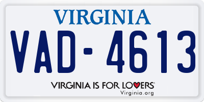 VA license plate VAD4613