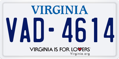 VA license plate VAD4614