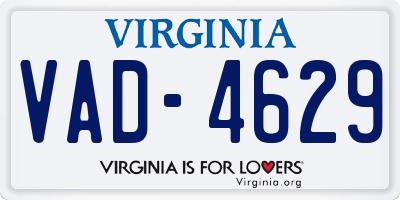 VA license plate VAD4629