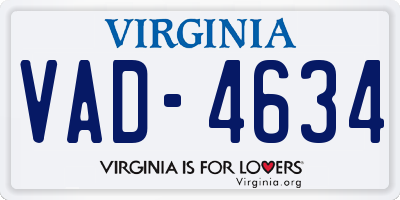 VA license plate VAD4634