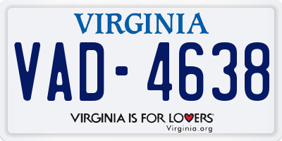VA license plate VAD4638