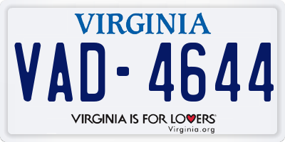 VA license plate VAD4644