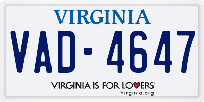 VA license plate VAD4647