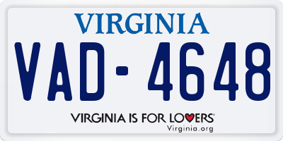 VA license plate VAD4648
