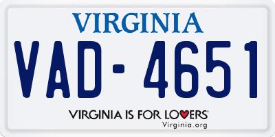 VA license plate VAD4651