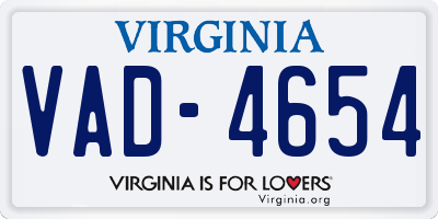 VA license plate VAD4654