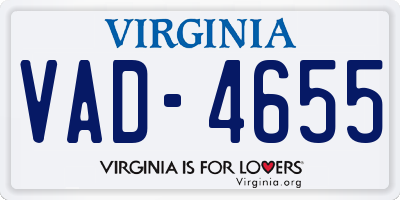 VA license plate VAD4655
