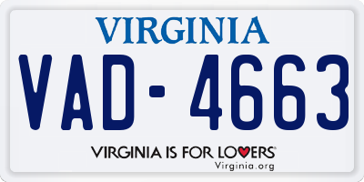VA license plate VAD4663