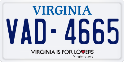 VA license plate VAD4665