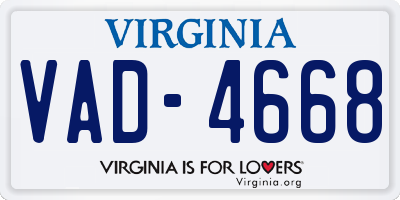 VA license plate VAD4668
