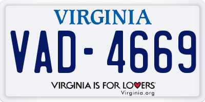 VA license plate VAD4669