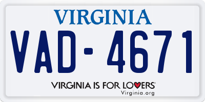 VA license plate VAD4671