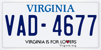 VA license plate VAD4677