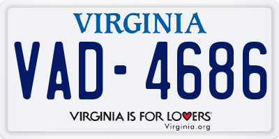 VA license plate VAD4686