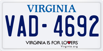 VA license plate VAD4692