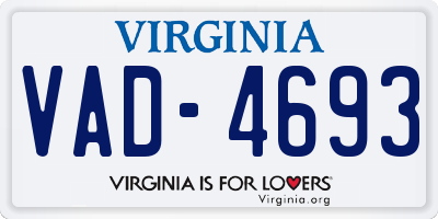 VA license plate VAD4693