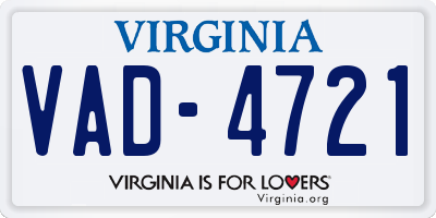 VA license plate VAD4721