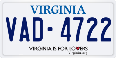 VA license plate VAD4722