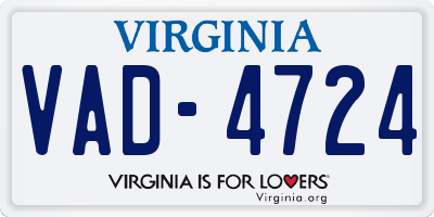 VA license plate VAD4724