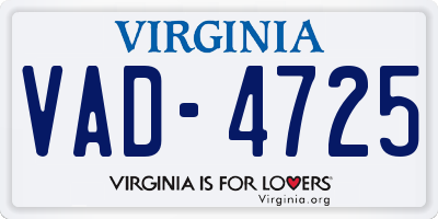 VA license plate VAD4725