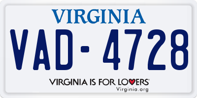 VA license plate VAD4728