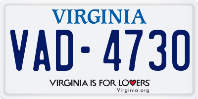 VA license plate VAD4730