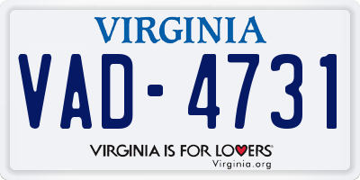 VA license plate VAD4731