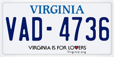 VA license plate VAD4736