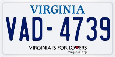 VA license plate VAD4739