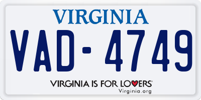 VA license plate VAD4749