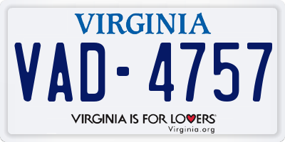 VA license plate VAD4757