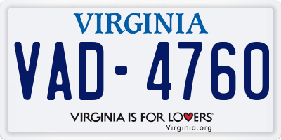 VA license plate VAD4760
