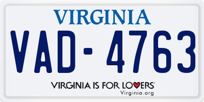 VA license plate VAD4763