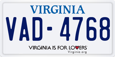 VA license plate VAD4768
