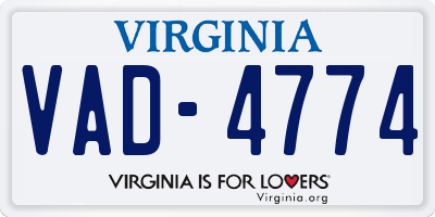 VA license plate VAD4774