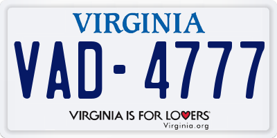 VA license plate VAD4777