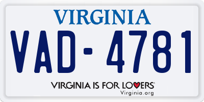 VA license plate VAD4781