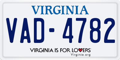 VA license plate VAD4782