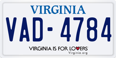 VA license plate VAD4784