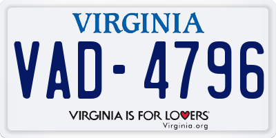 VA license plate VAD4796
