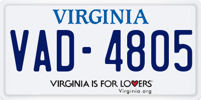 VA license plate VAD4805