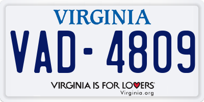 VA license plate VAD4809
