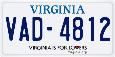 VA license plate VAD4812