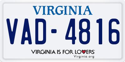VA license plate VAD4816