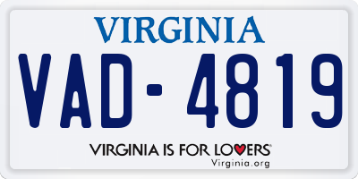 VA license plate VAD4819