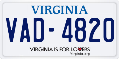 VA license plate VAD4820