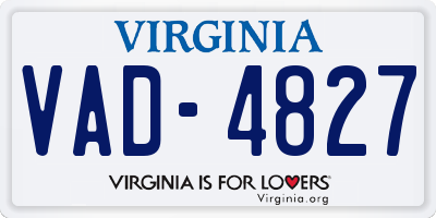 VA license plate VAD4827