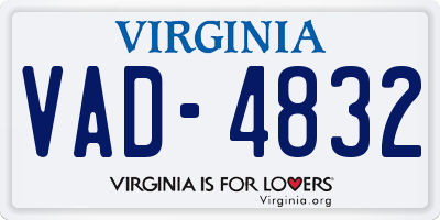 VA license plate VAD4832