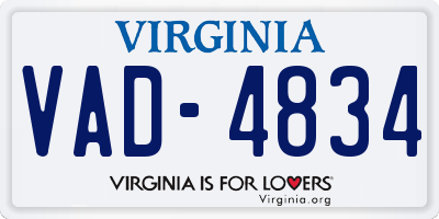 VA license plate VAD4834