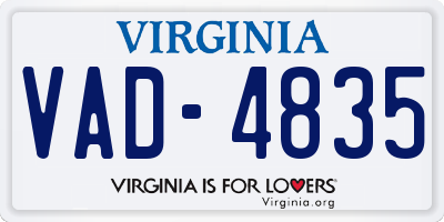 VA license plate VAD4835